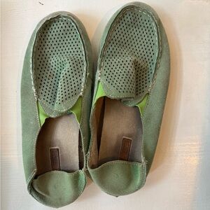 Olukai Green Suede Leather Nohea Slip-On Loafers